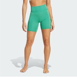 Adidas Aeroready Optime Bike 8” Shorts Tight Fit High Rise Sz S Green *U24